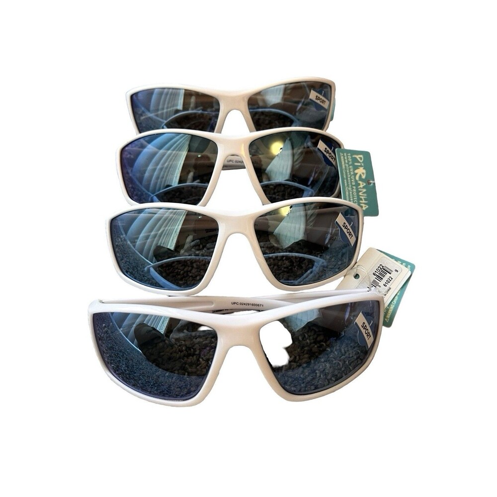 Lot of 4 Piranha Sport Sunglasses White Wrap UV Protection New with Tags